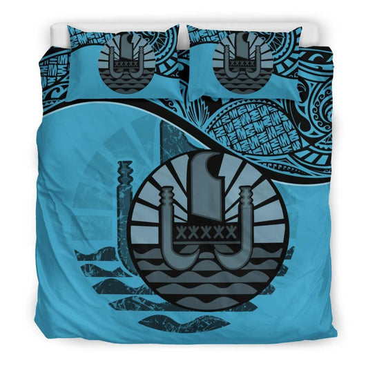 Polynesian Duvet Cover Set - Tahiti Bedding Set Blue
