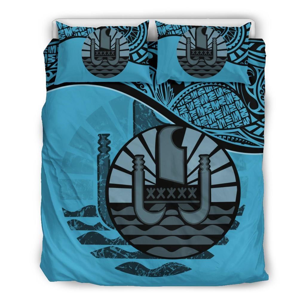 Polynesian Duvet Cover Set - Tahiti Bedding Set Blue