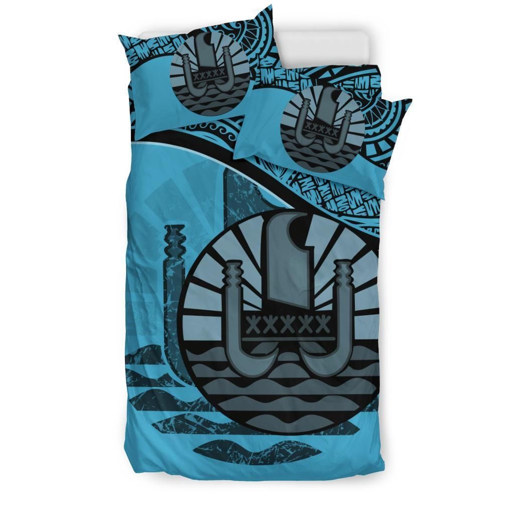 Polynesian Duvet Cover Set - Tahiti Bedding Set Blue
