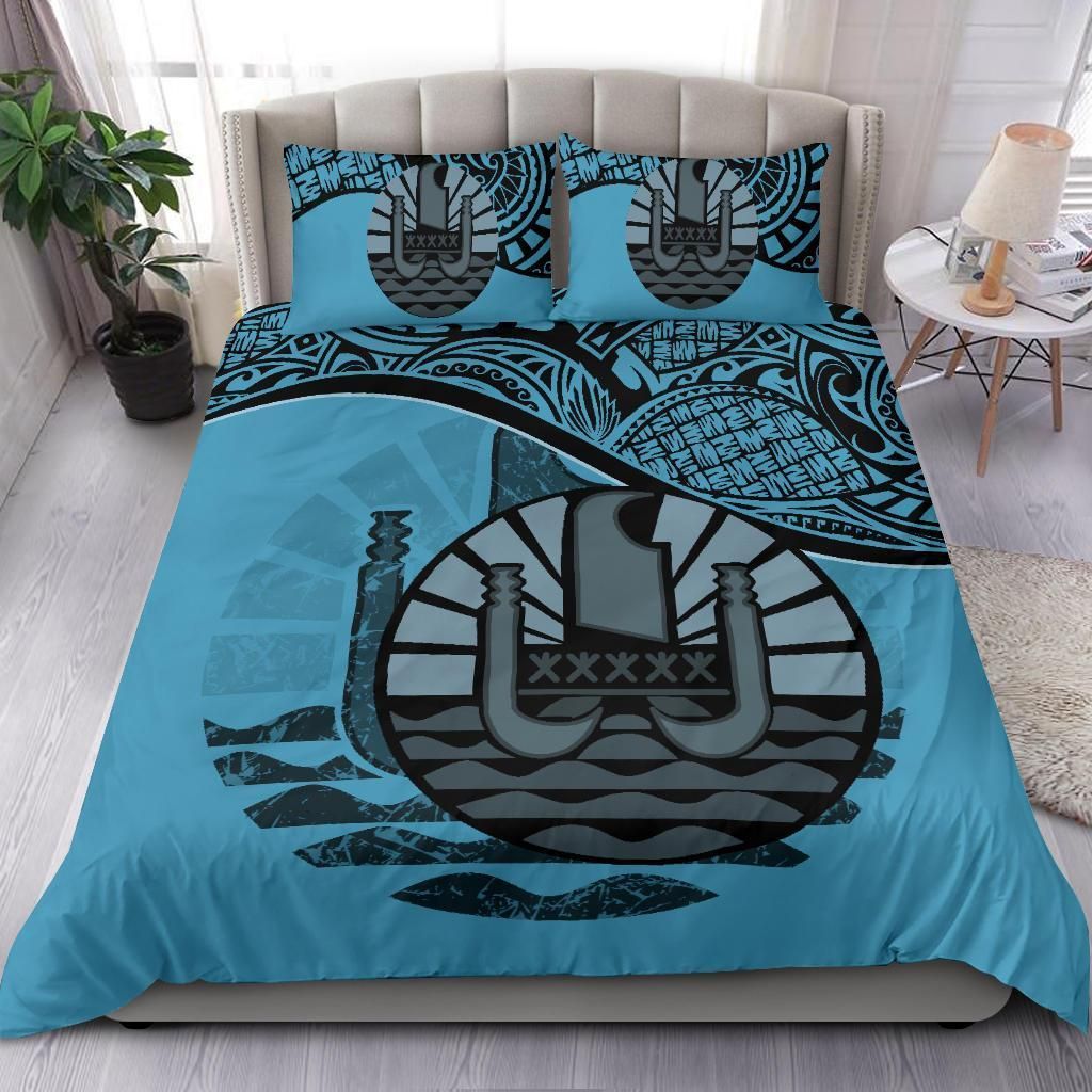 Polynesian Duvet Cover Set - Tahiti Bedding Set Blue