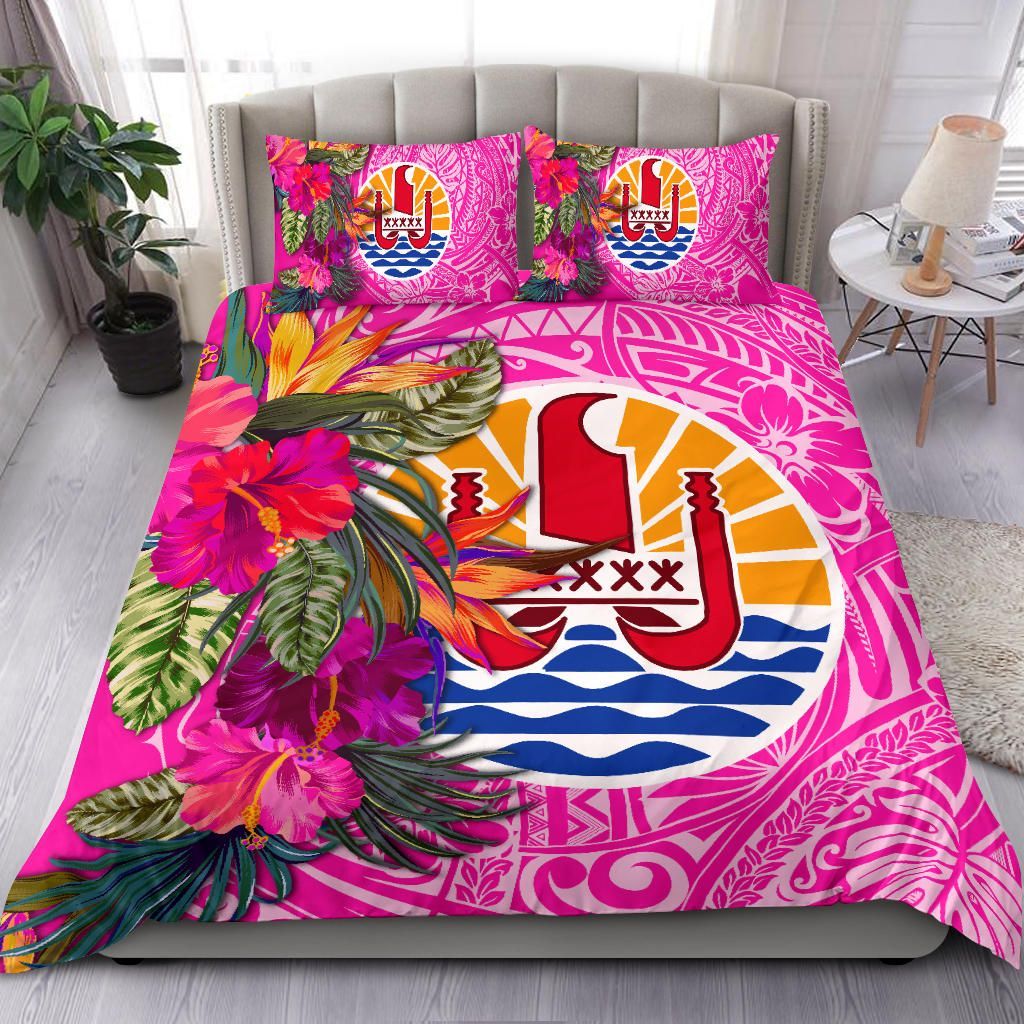 Tahiti Bedding Set - Hibiscus Polynesian Pattern Pink Version
