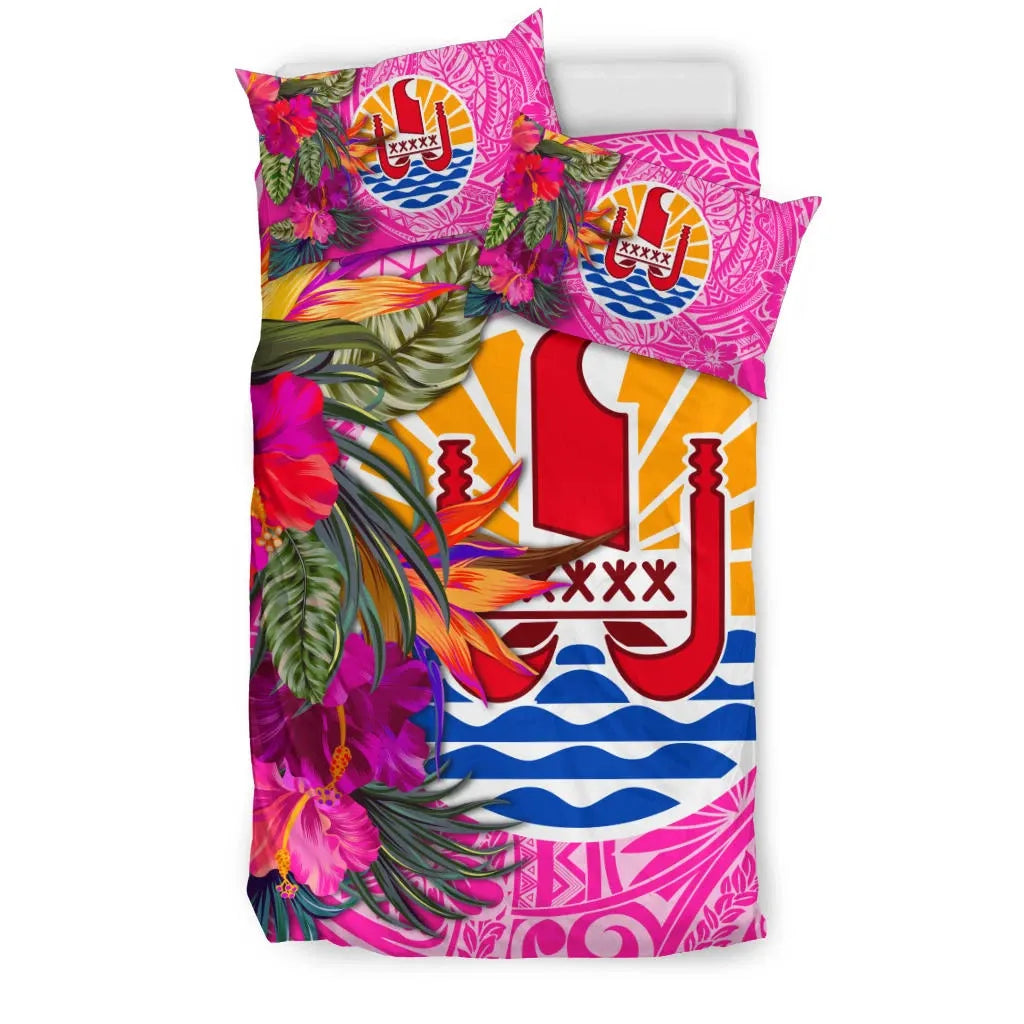 Tahiti Bedding Set - Hibiscus Polynesian Pattern Pink Version