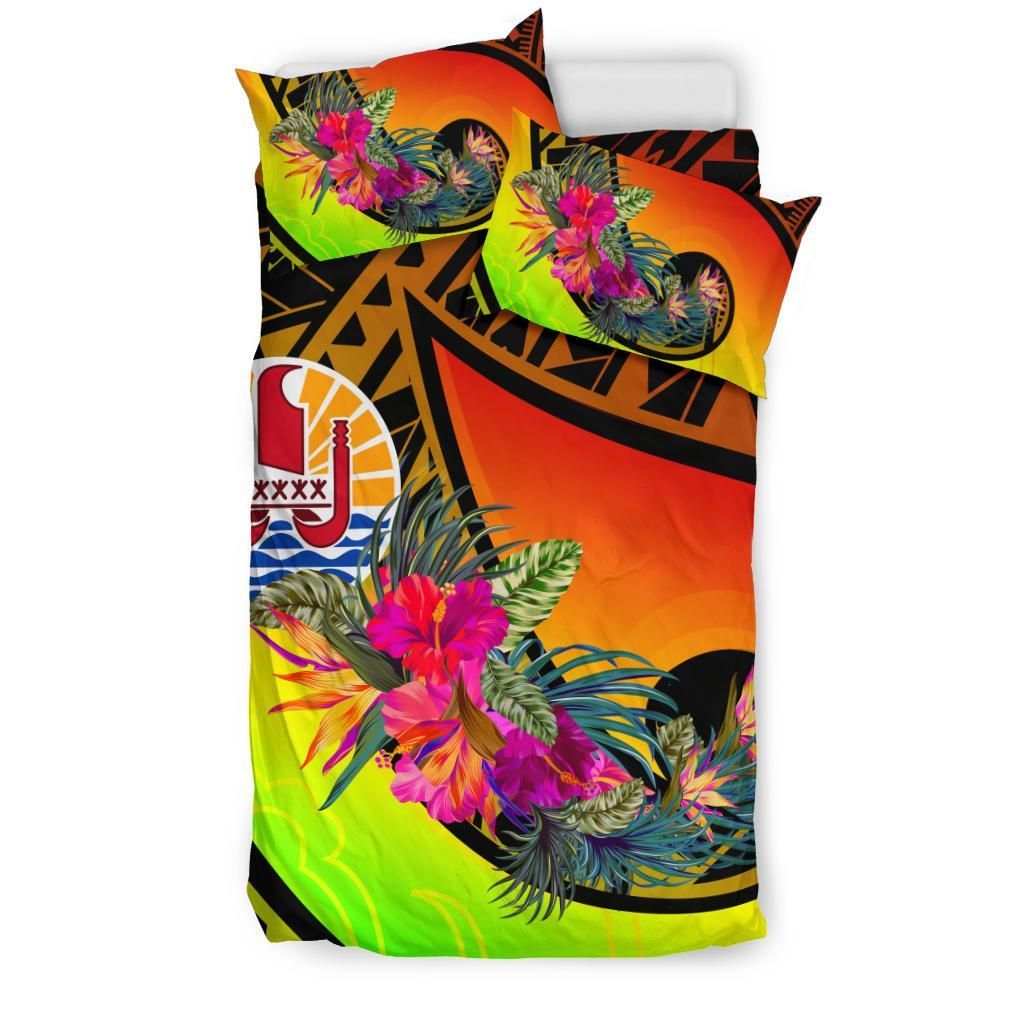 Tahiti Bedding Set - Polynesian Hook And Hibiscus (Reggae)