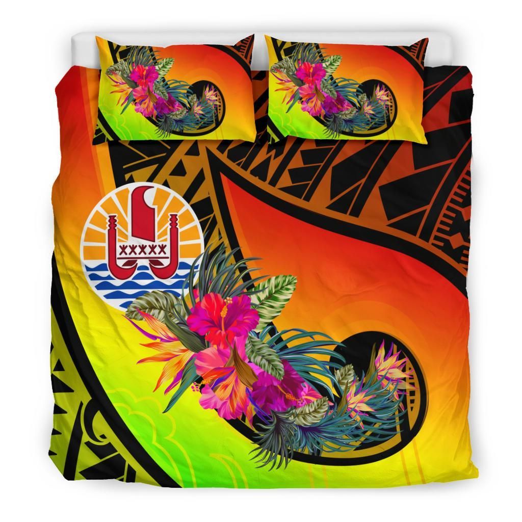 Tahiti Bedding Set - Polynesian Hook And Hibiscus (Reggae)