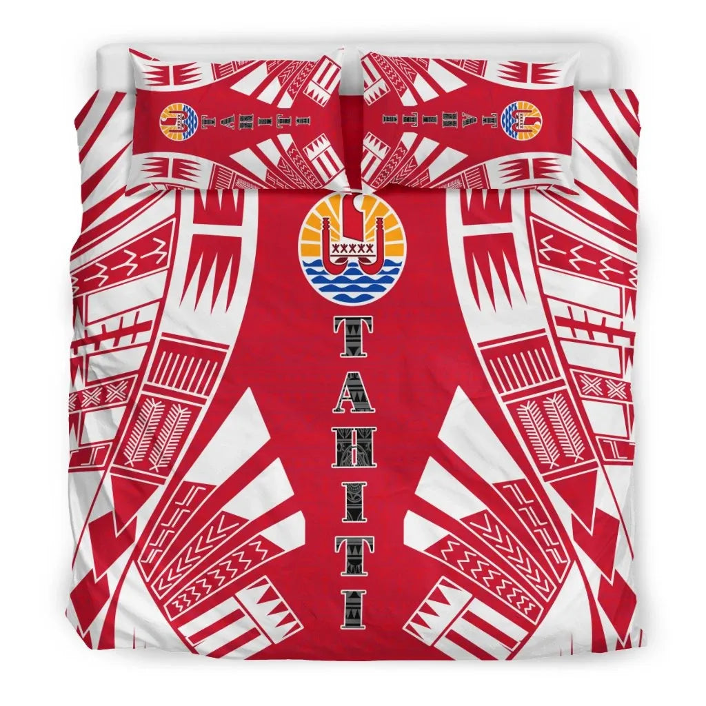 Tahiti Duvet Cover Set - Polynesian Tattoo Flag