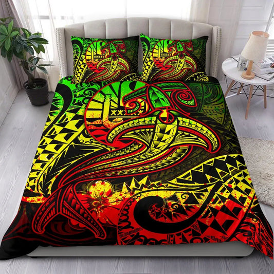 Tahiti Bedding Set - Reggae Shark Polynesian Tattoo