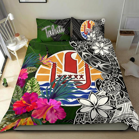 Tahiti Bedding Set - Turtle Plumeria Banana Leaf
