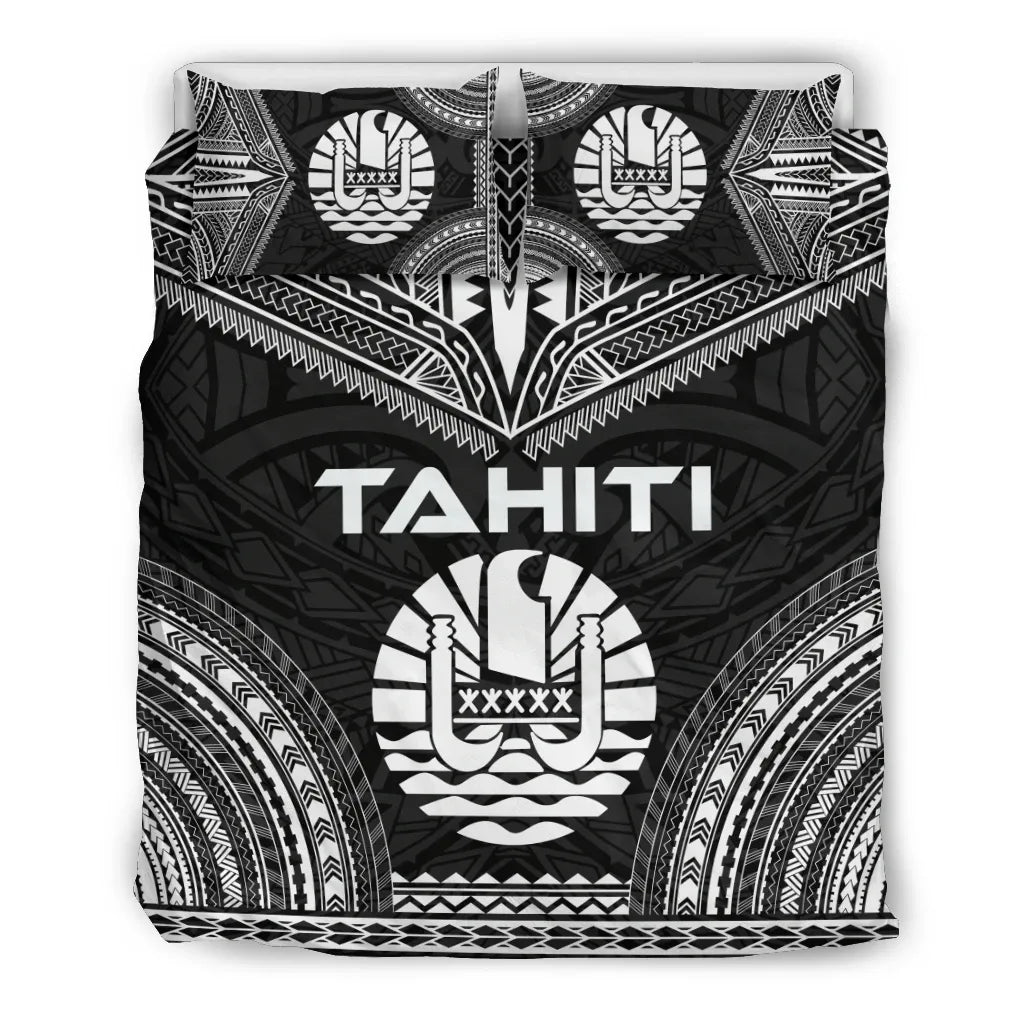 Tahiti Polynesian Chief Duvet Cover Set - Black Version