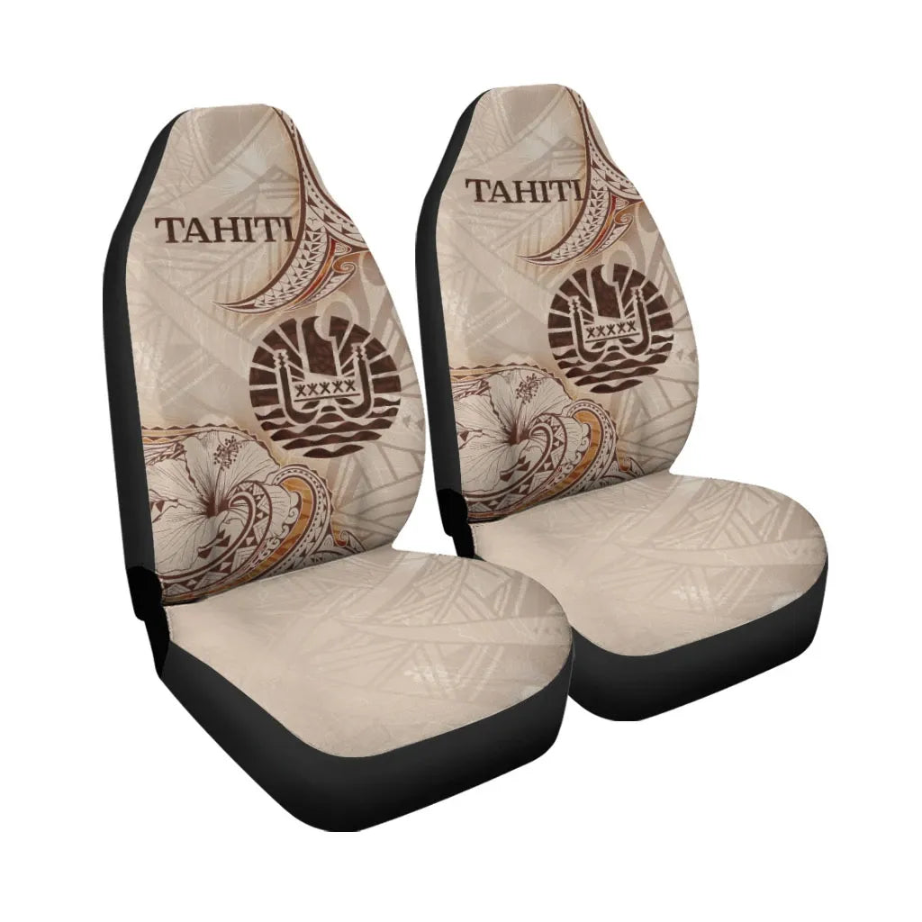 Tahiti Car Seat Cover - Hibiscus Flowers Vintage Style