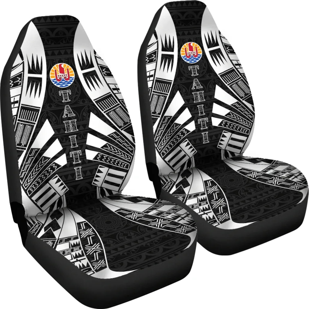 Tahiti Car Seat Covers - Tahiti Flag Polynesian Tattoo Black