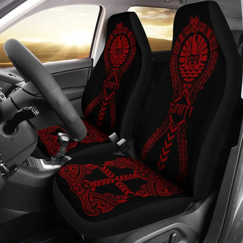 Tahiti Car Seat Covers - Tahiti Flag Polynesian Tribal Red