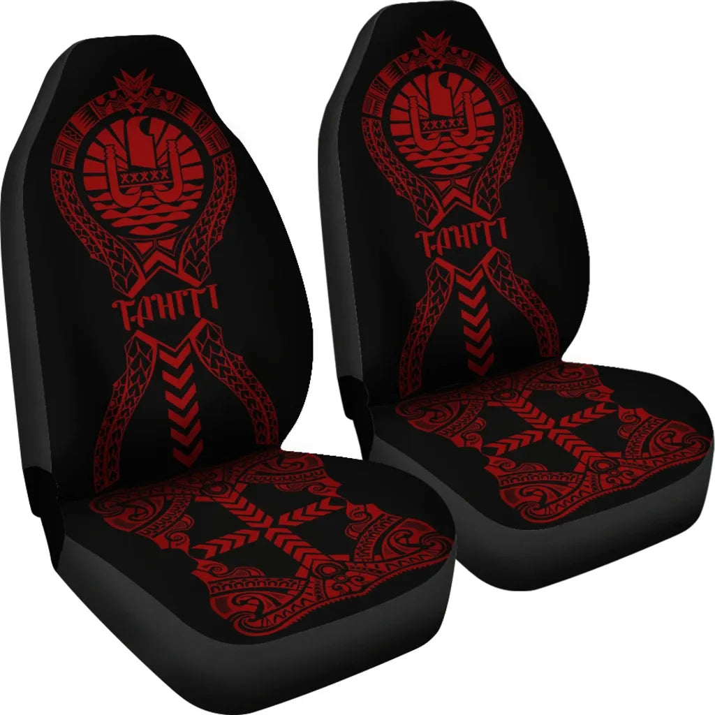 Tahiti Car Seat Covers - Tahiti Flag Polynesian Tribal Red