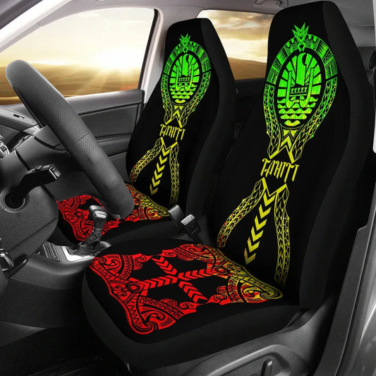 Tahiti Car Seat Covers - Tahiti Flag Polynesian Tribal Reggae