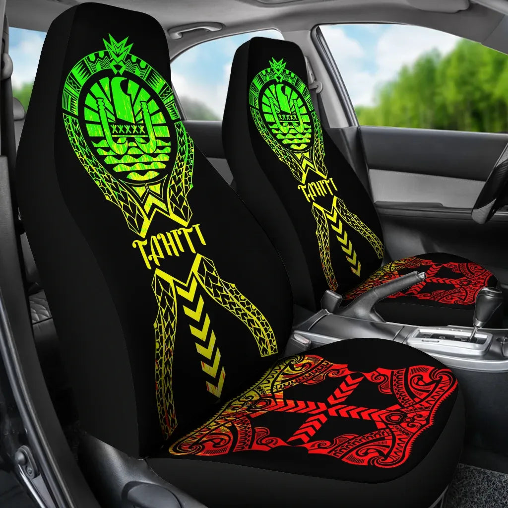 Tahiti Car Seat Covers - Tahiti Flag Polynesian Tribal Reggae
