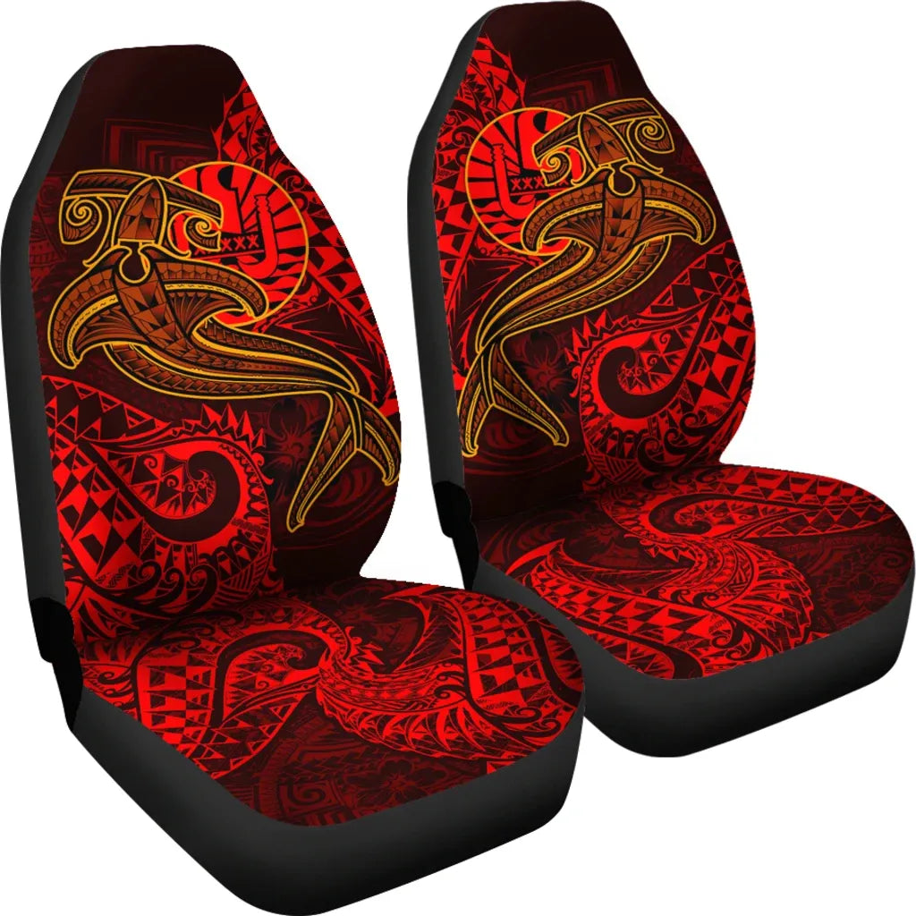 Tahiti Car Seat Covers - Red Shark Polynesian Tattoo