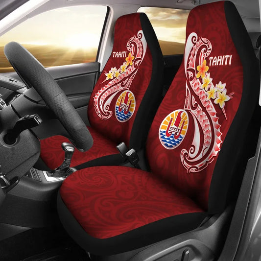 Tahiti Car Seat Covers - Tahiti Seal Polynesian Patterns Plumeria