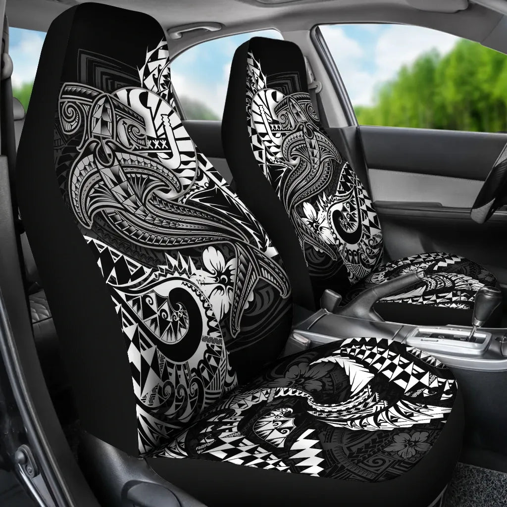 Tahiti Car Seat Covers - White Shark Polynesian Tattoo