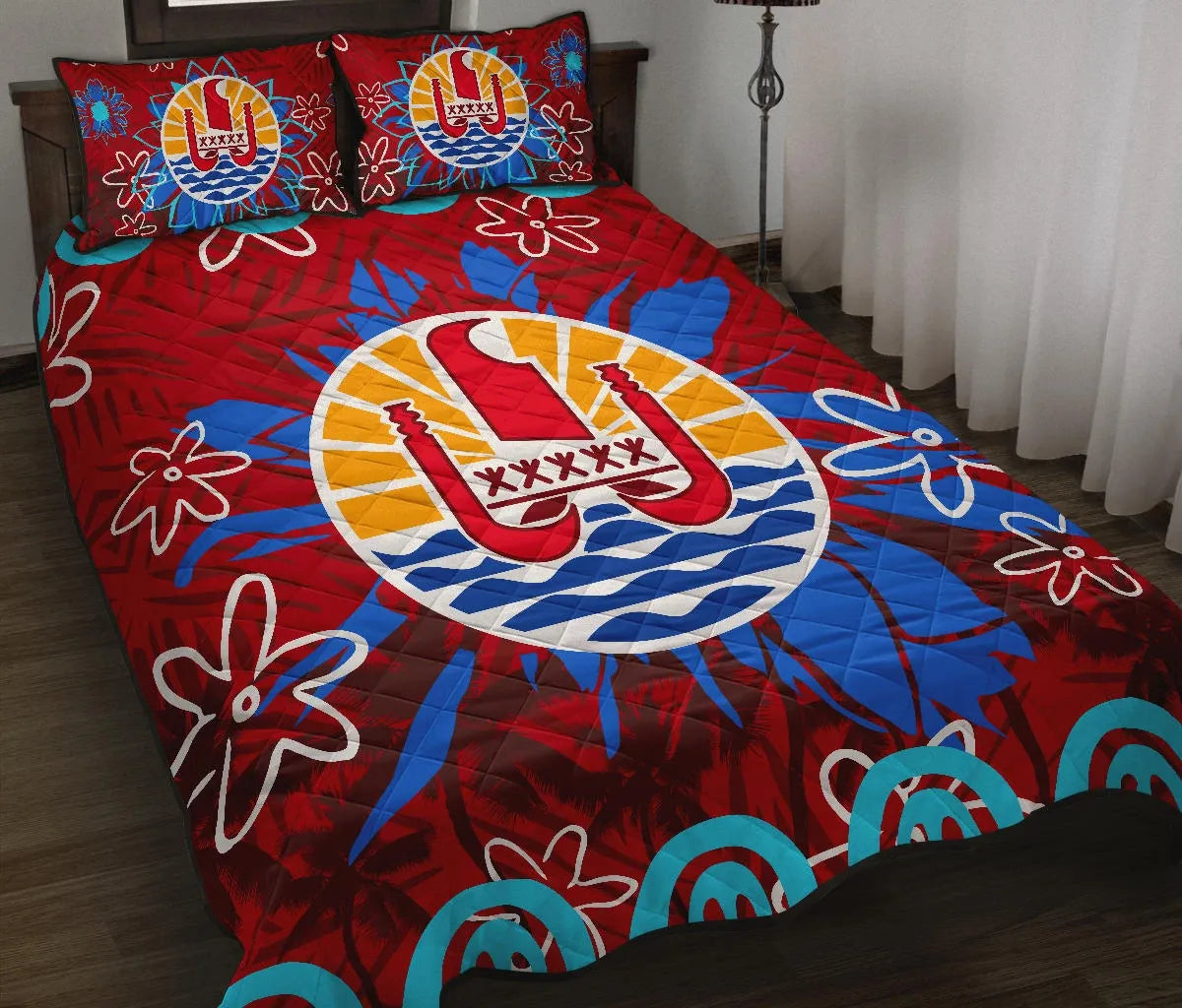 Tahiti Polynesian Quilt Bed Set - Tahiti Flag