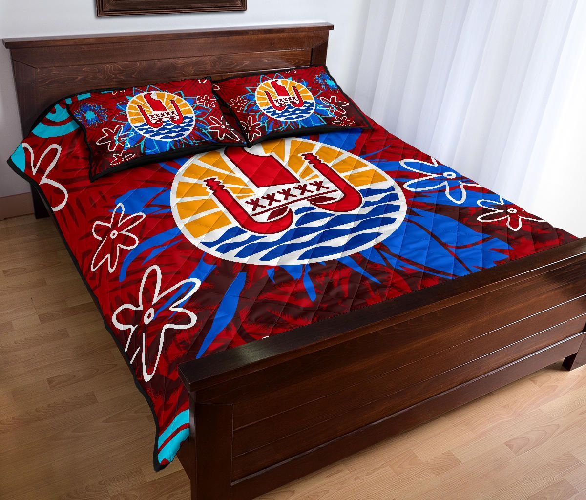 Tahiti Polynesian Quilt Bed Set - Tahiti Flag