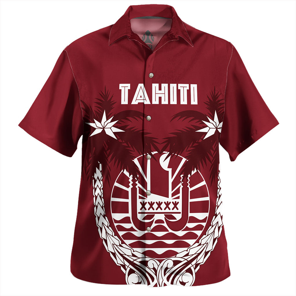 Tahiti Hawaiian Shirt Tribal Fabric And Coat Of Arms