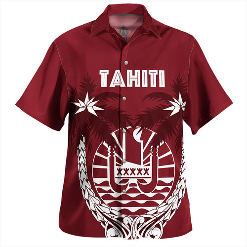 Tahiti Hawaiian Shirt Tribal Fabric And Coat Of Arms