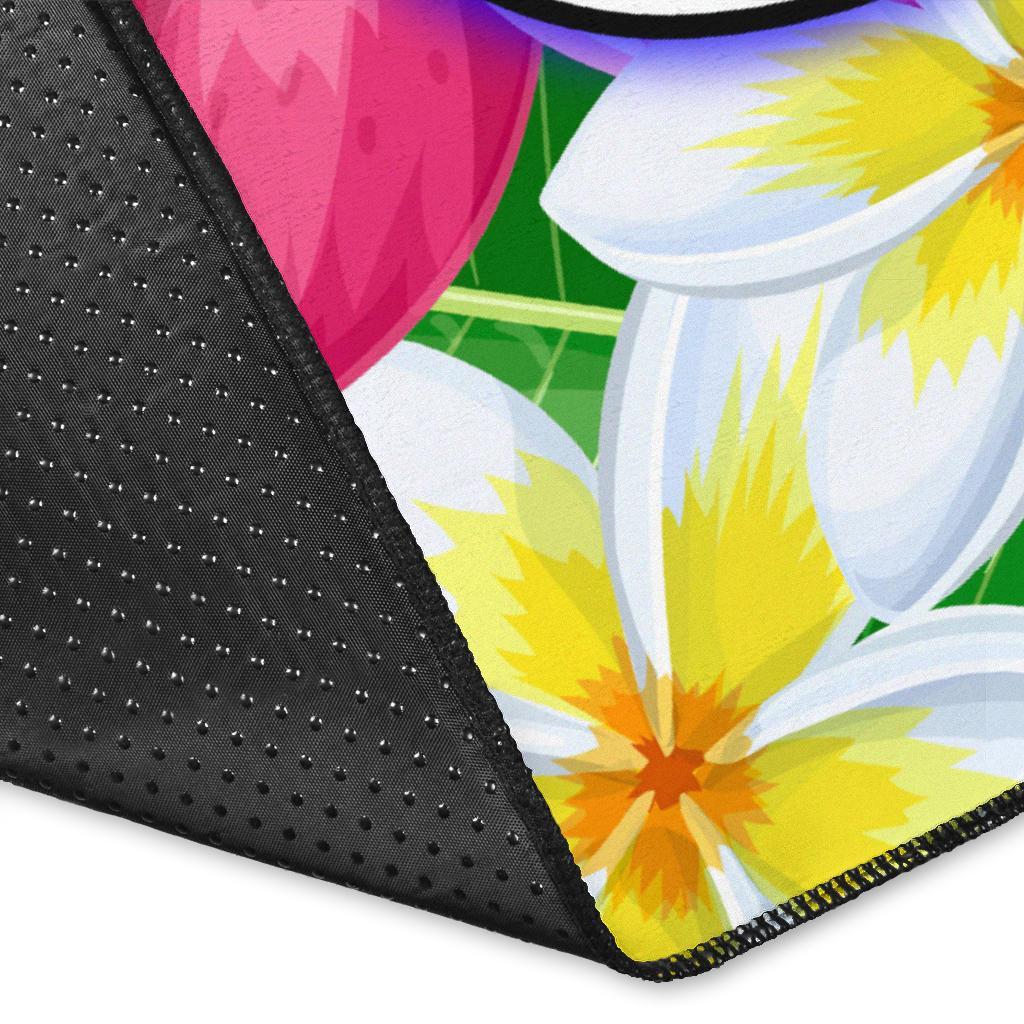 Tahiti Custom Personalised Area Rug - Turtle Plumeria (Blue)