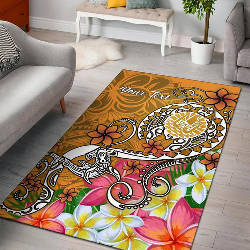Tahiti Custom Personalised Area Rug - Turtle Plumeria (Gold)