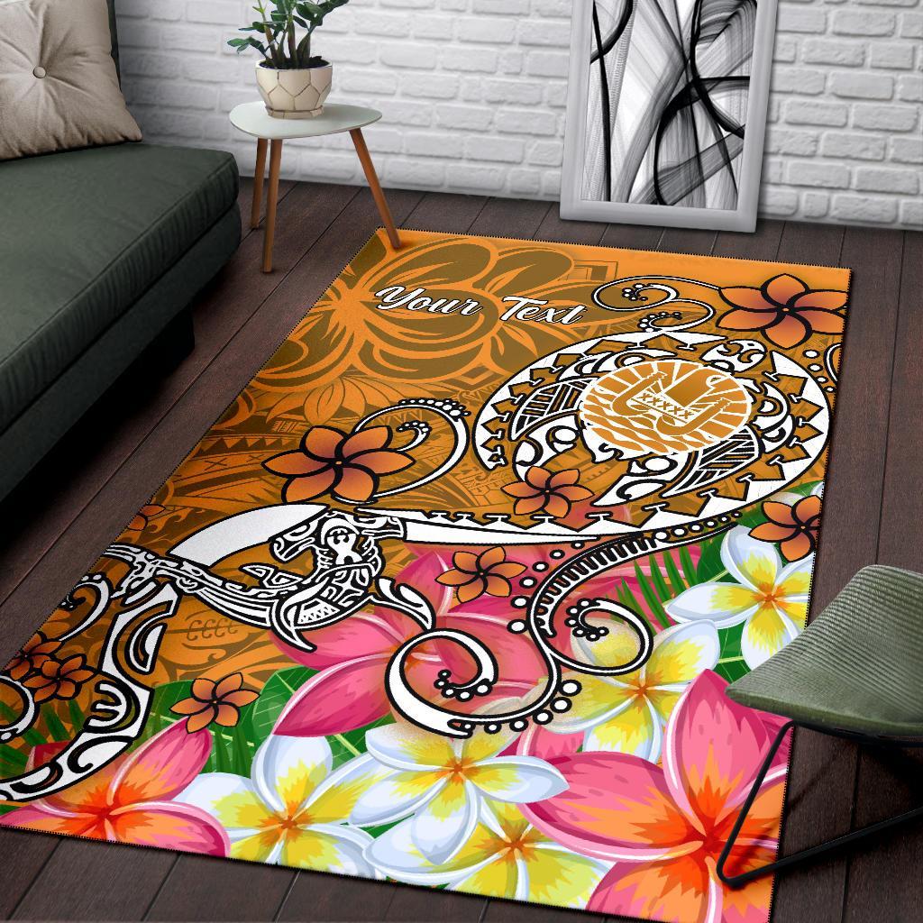 Tahiti Custom Personalised Area Rug - Turtle Plumeria (Gold)