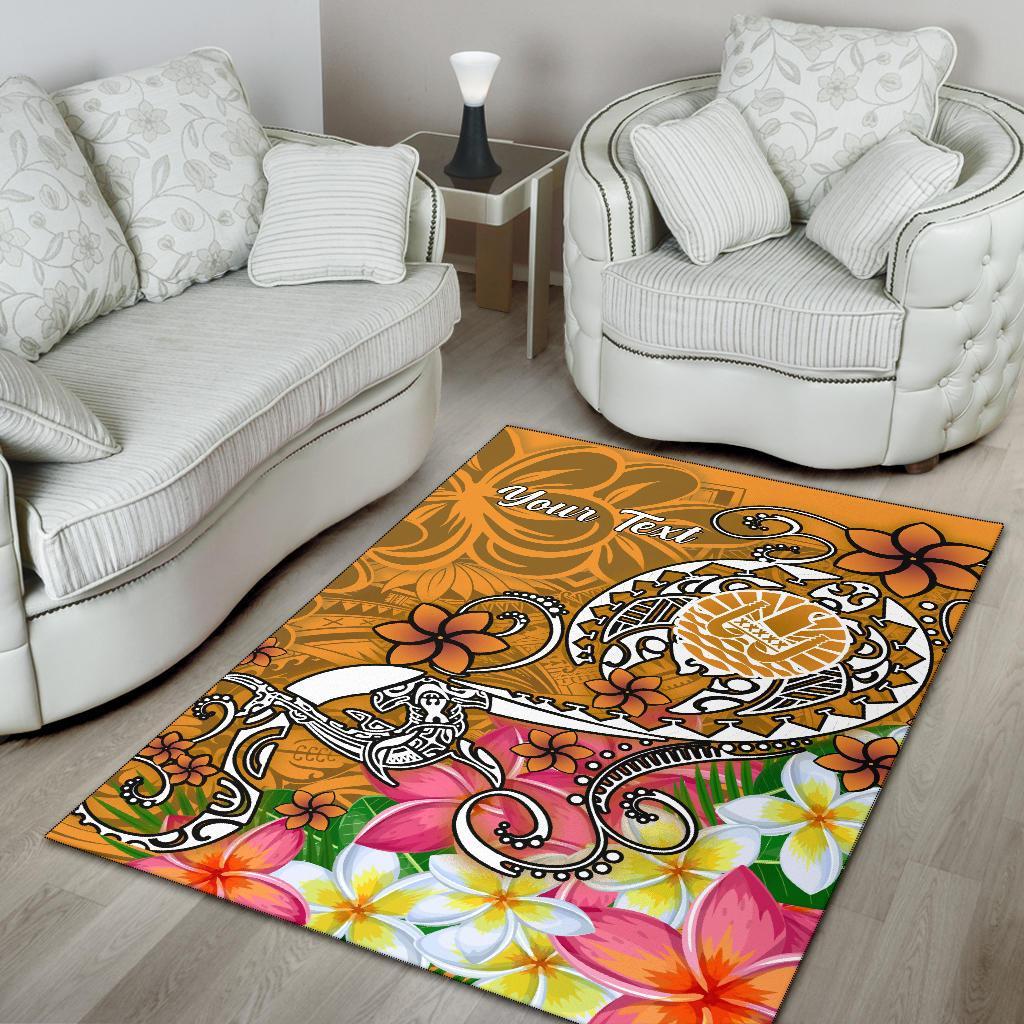 Tahiti Custom Personalised Area Rug - Turtle Plumeria (Gold)