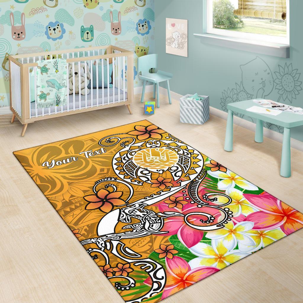Tahiti Custom Personalised Area Rug - Turtle Plumeria (Gold)