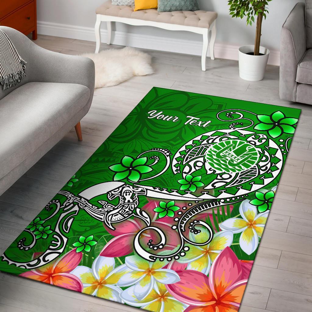 Tahiti Custom Personalised Area Rug - Turtle Plumeria (Green)