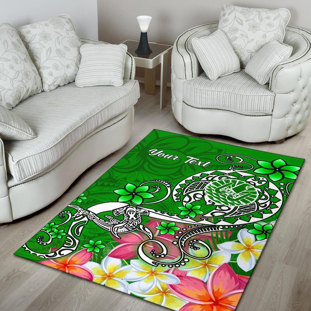 Tahiti Custom Personalised Area Rug - Turtle Plumeria (Green)