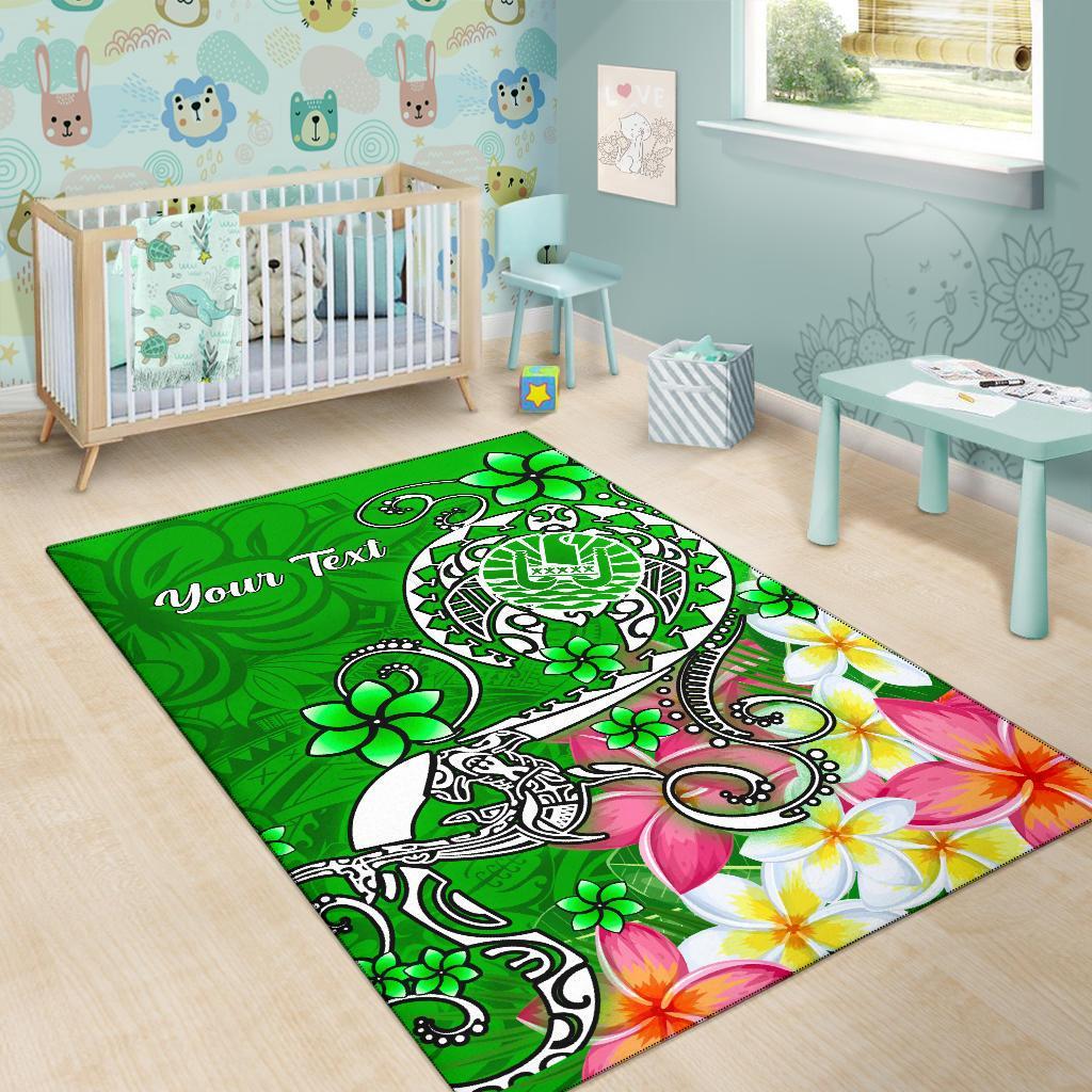 Tahiti Custom Personalised Area Rug - Turtle Plumeria (Green)