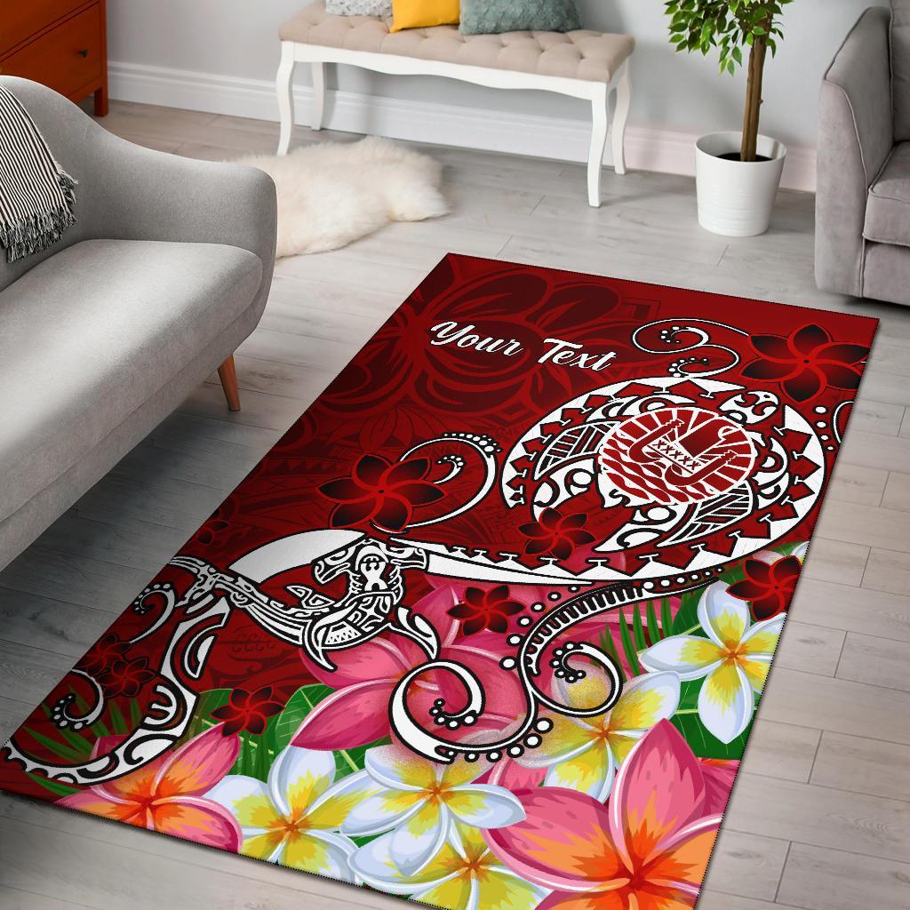 Tahiti Custom Personalised Area Rug - Turtle Plumeria (Red)