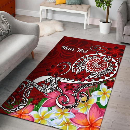 Tahiti Custom Personalised Area Rug - Turtle Plumeria (Red)