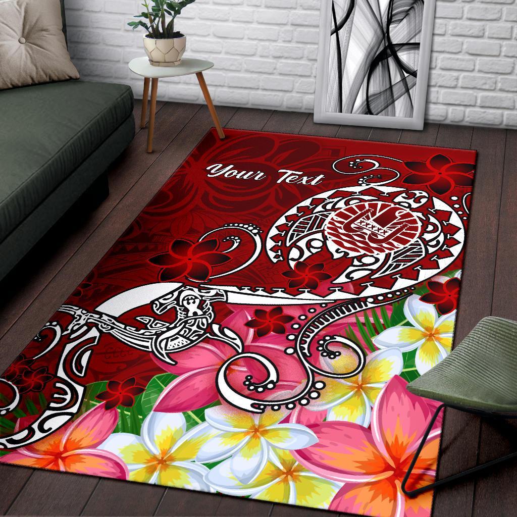 Tahiti Custom Personalised Area Rug - Turtle Plumeria (Red)