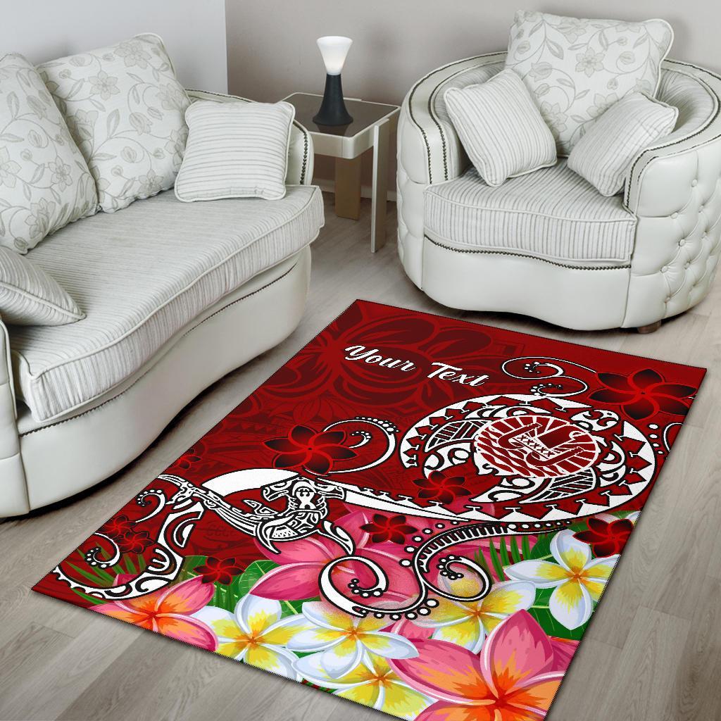 Tahiti Custom Personalised Area Rug - Turtle Plumeria (Red)