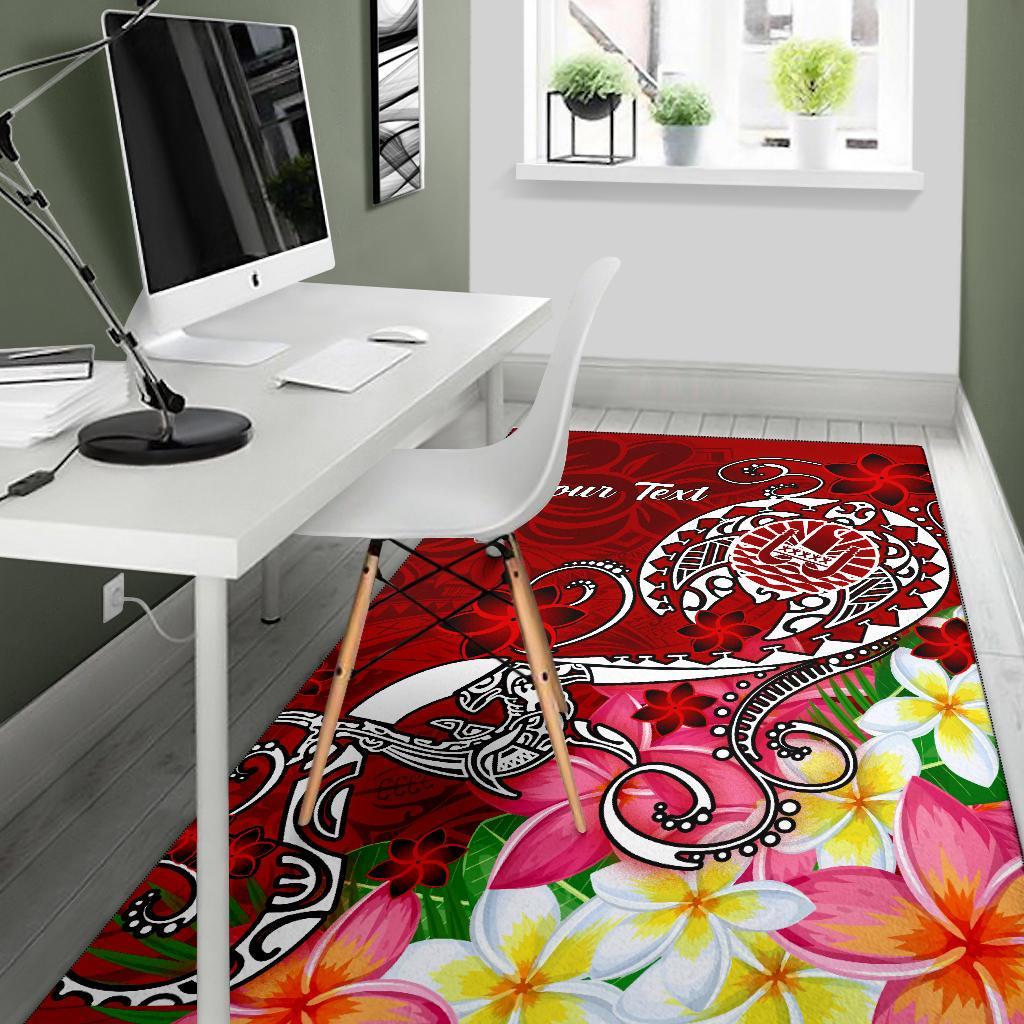 Tahiti Custom Personalised Area Rug - Turtle Plumeria (Red)
