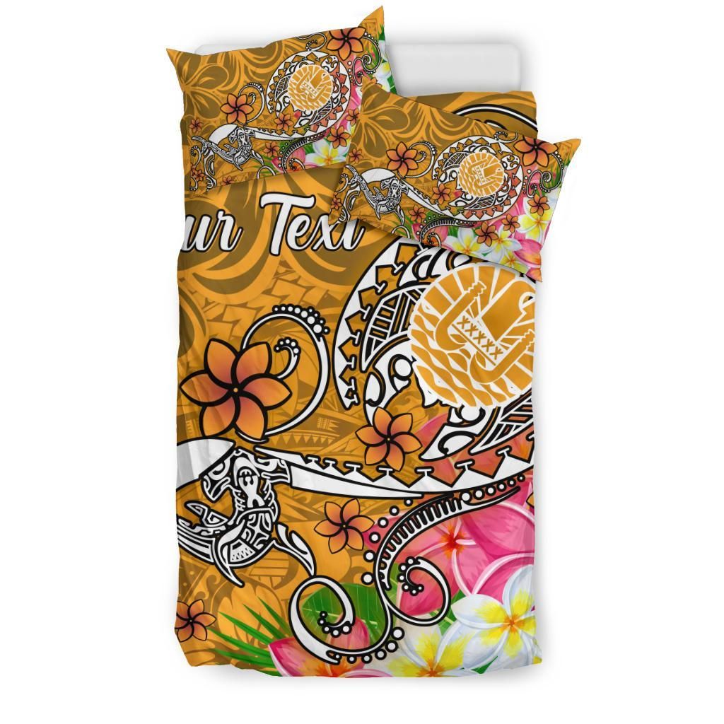 Tahiti Custom Personalised Bedding Set - Turtle Plumeria (Gold)