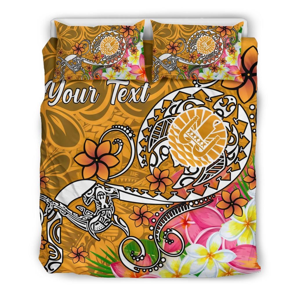 Tahiti Custom Personalised Bedding Set - Turtle Plumeria (Gold)