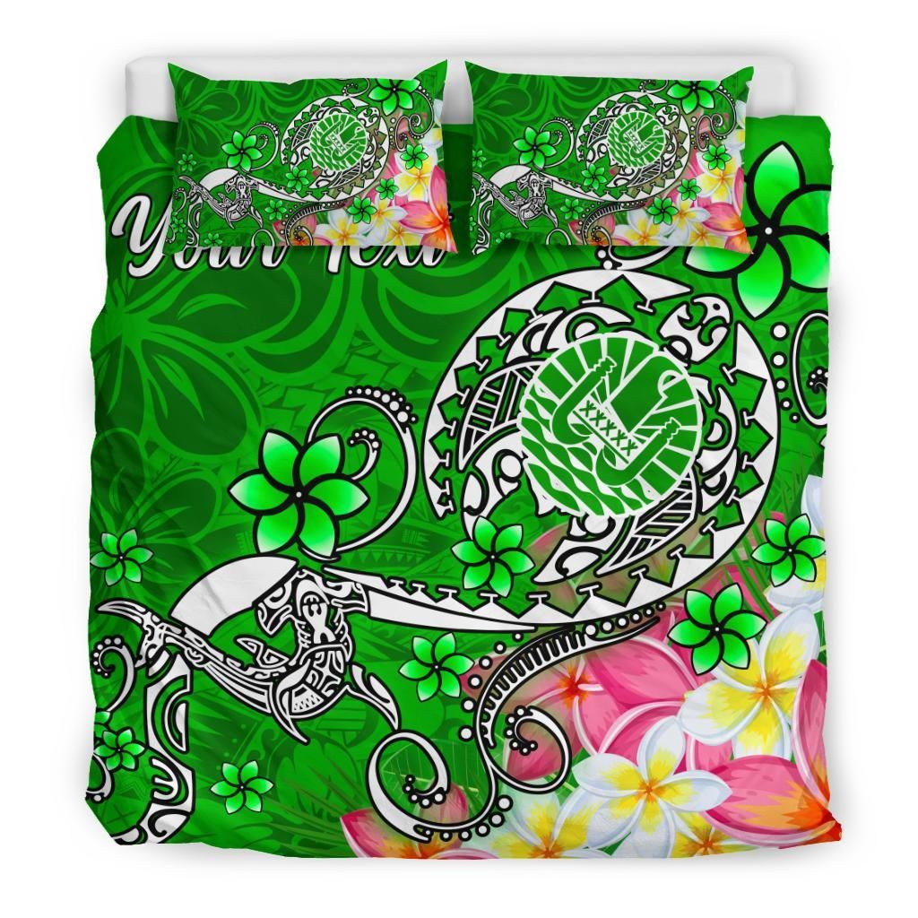 Tahiti Custom Personalised Bedding Set - Turtle Plumeria (Green)