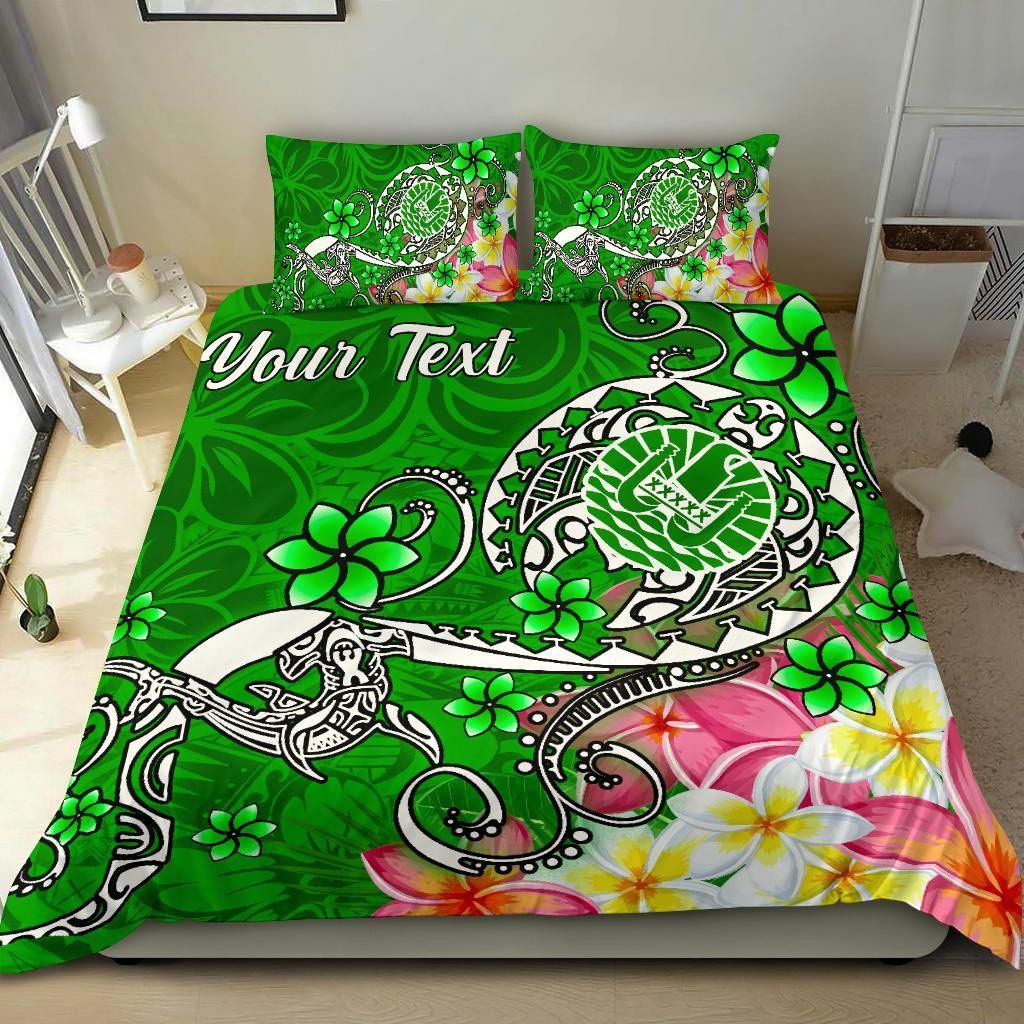 Tahiti Custom Personalised Bedding Set - Turtle Plumeria (Green)