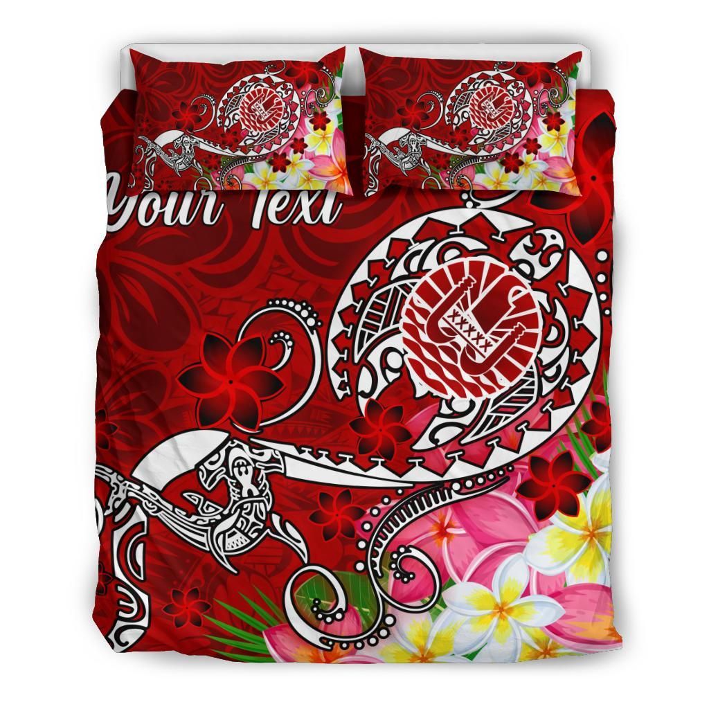 Tahiti Custom Personalised Bedding Set - Turtle Plumeria (Red)