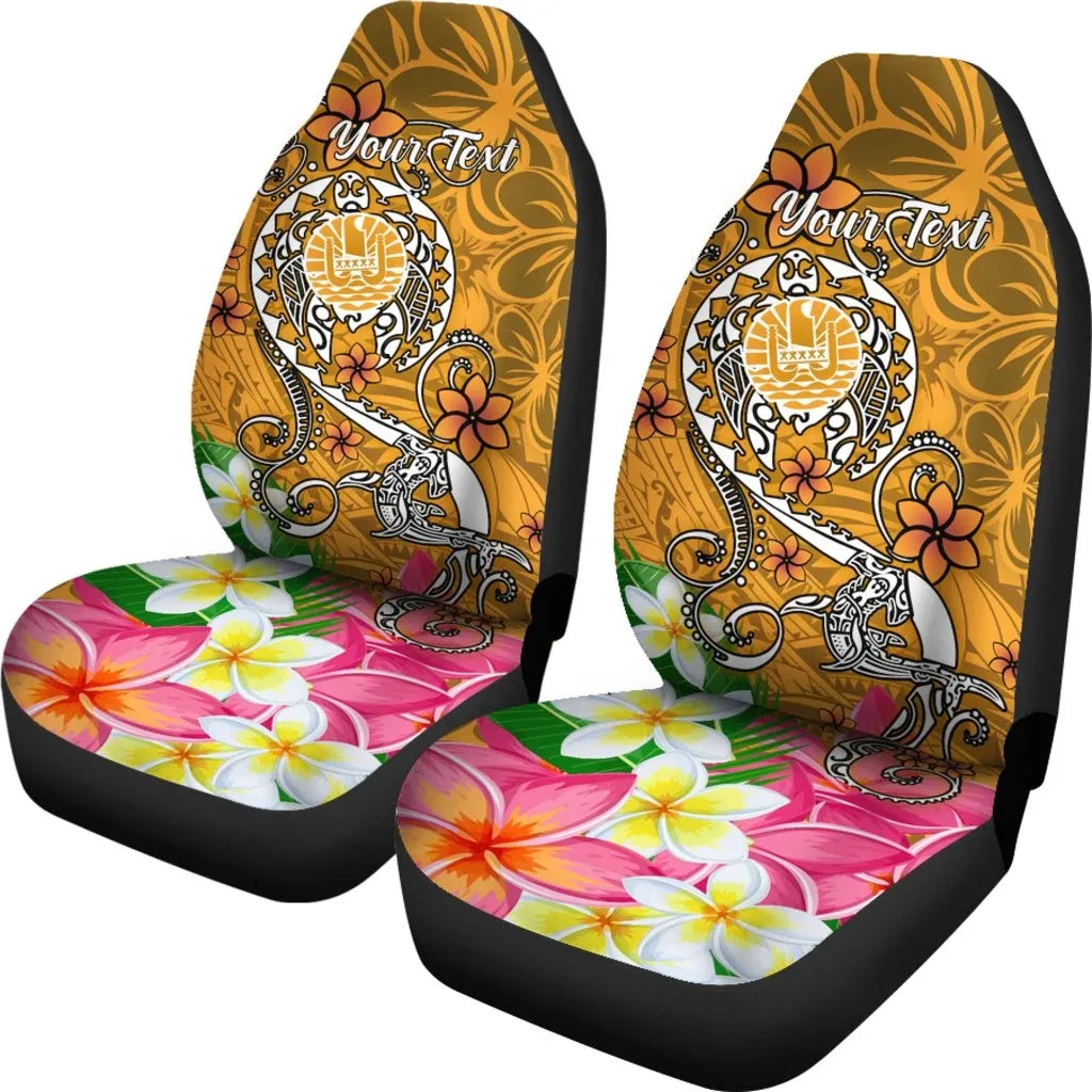 Tahiti Custom Personalised Car Seat Covers - Turtle Plumeria (Gold)