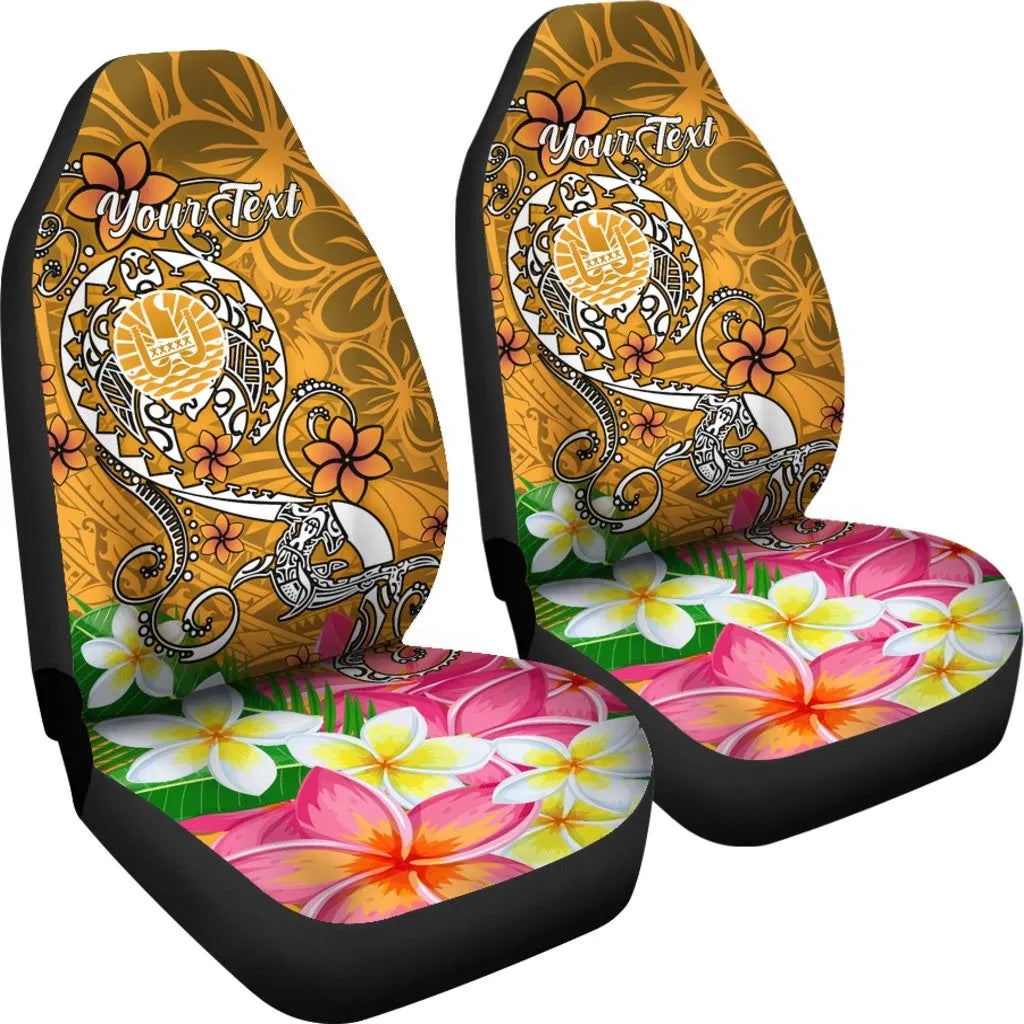 Tahiti Custom Personalised Car Seat Covers - Turtle Plumeria (Gold)