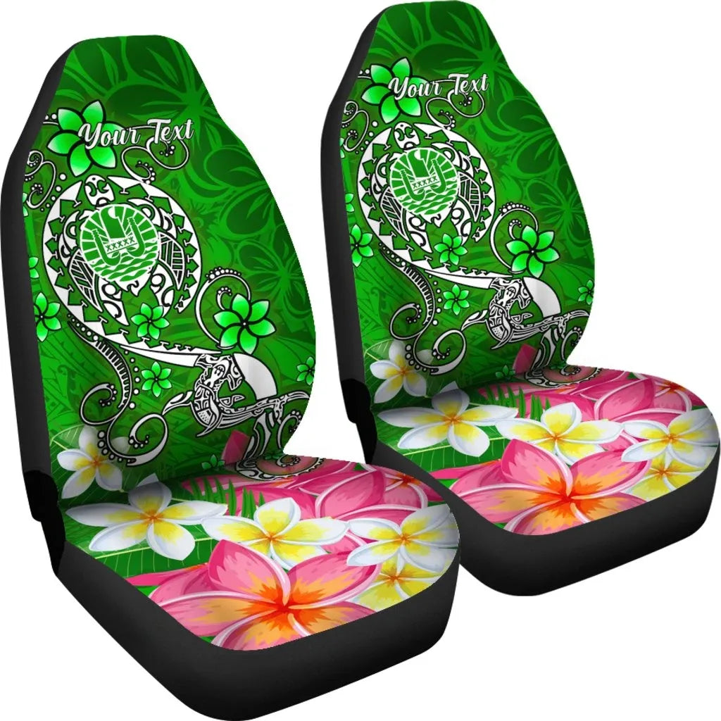 Tahiti Custom Personalised Car Seat Covers - Turtle Plumeria (Green)
