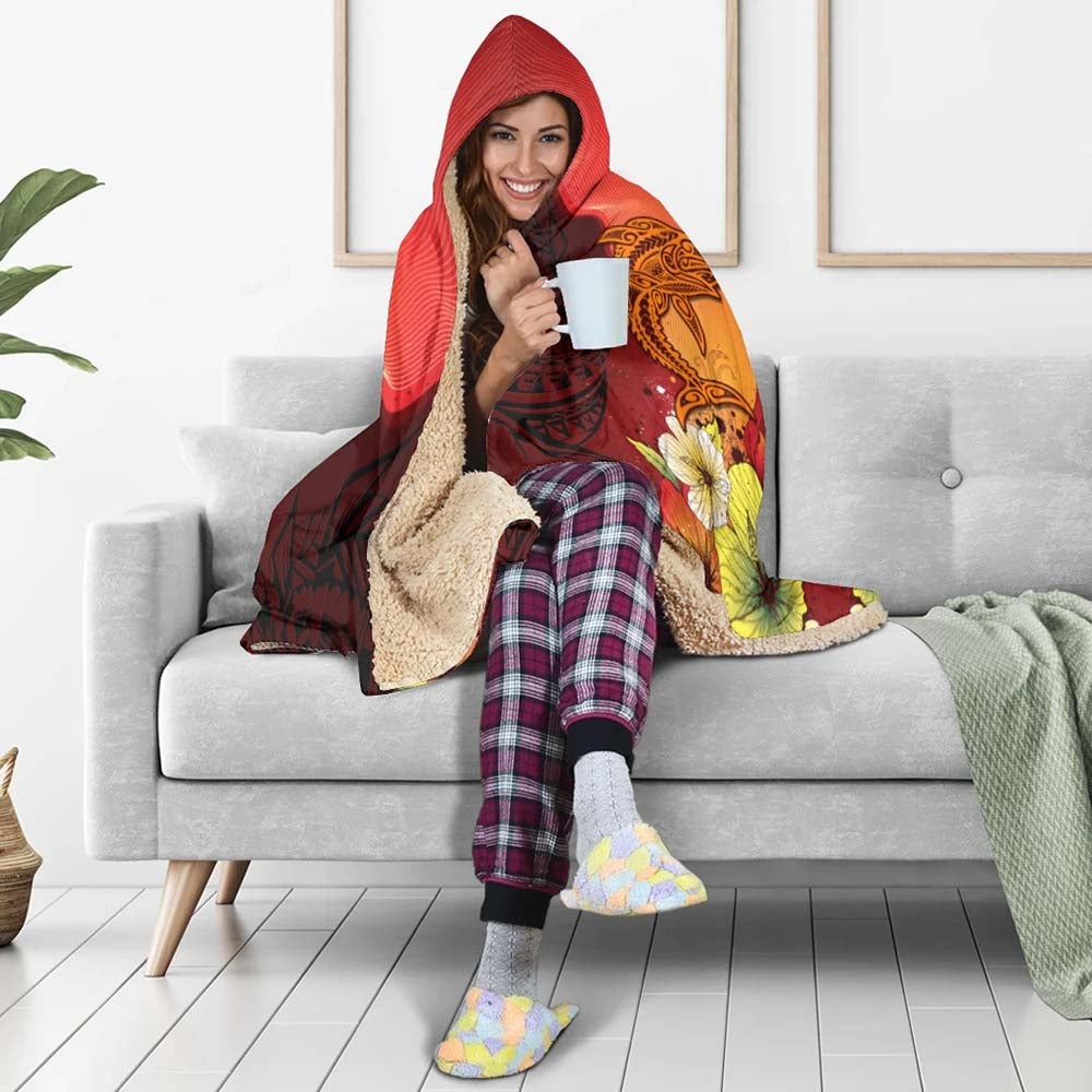 Tahiti Custom Personalised Hooded Blankets - Tribal Tuna Fish
