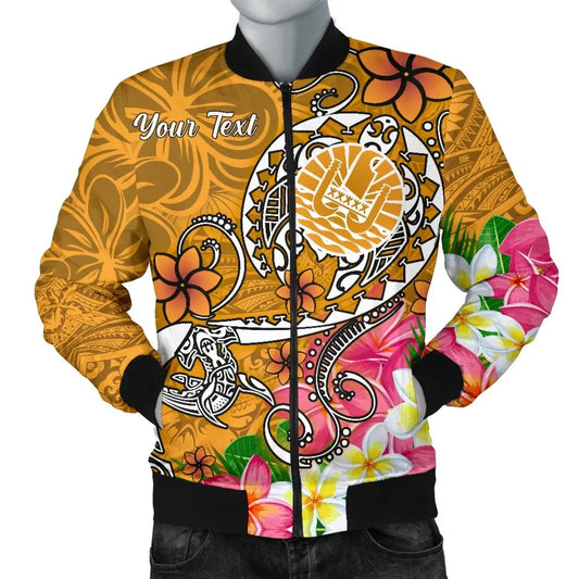 Tahiti Custom Personalised Bomber Jacket - Turtle Plumeria (Gold)