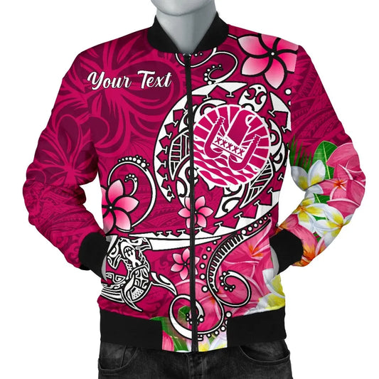 Tahiti Custom Personalised Bomber Jacket - Turtle Plumeria (Pink)