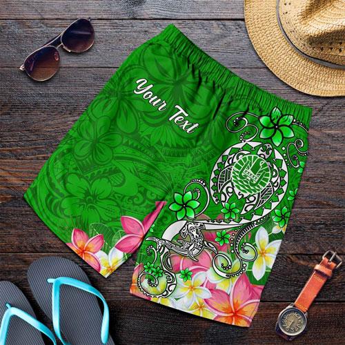 Tahiti Custom Personalised Men Shorts - Turtle Plumeria (Green)